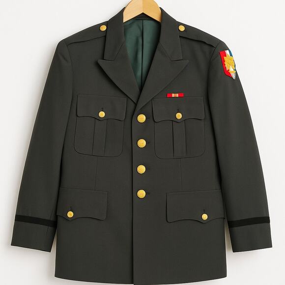 US Army 60 70s Class A Service Coat SETAF Italy Patch Vintage Military Jacket 40 - Picture 11 of 15